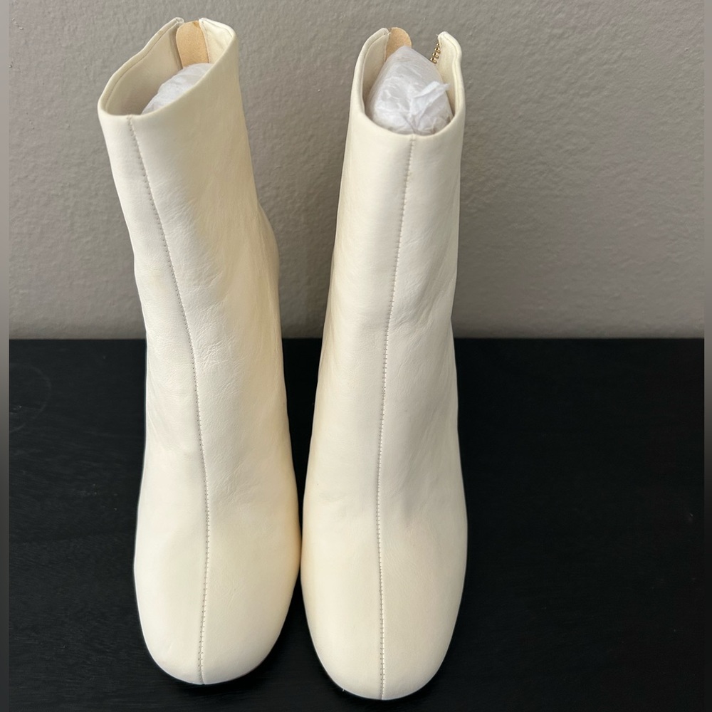 Joie Cream Leather Ankle Boots